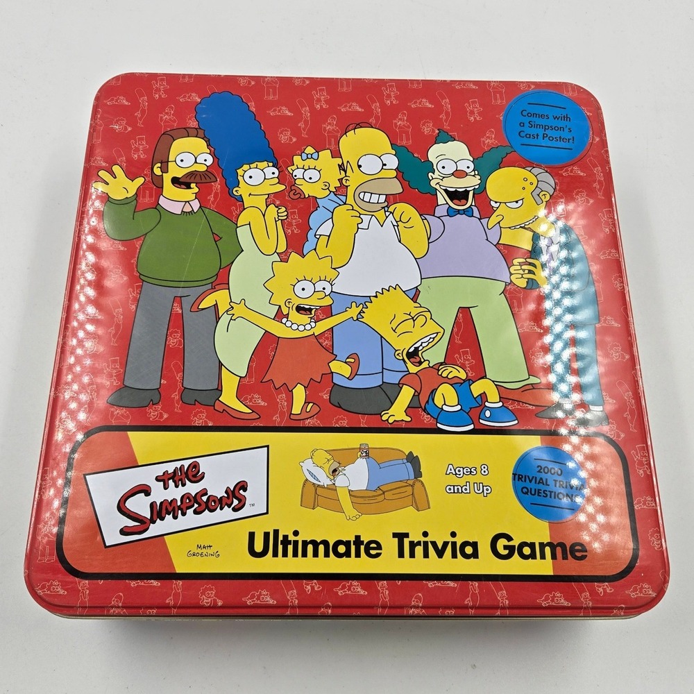 The Simpsons Ultimate Trivia Game 2002 Cardinal Industries Red Collectible Tin